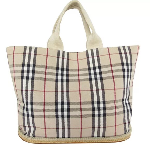 Auth BURBERRY Nova Check Handbag Tote Bag Beige / multicolor canvas/rubber - Picture 2 of 11